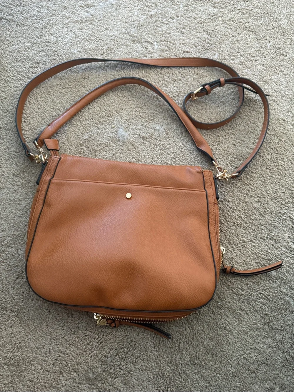 Downtown Crossbody Cognac Leather-Effect Shoulder Bag